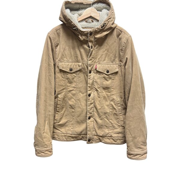 Levi's Tan Corduroy & Sherpa Trucker Hoodie Jacket - Picture 10 of 10